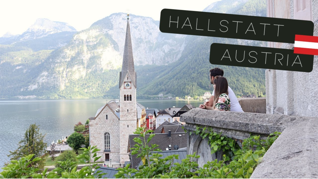 Scenic Hallstatt village in Austria with mountain views, calm lake, and colorful traditional houses